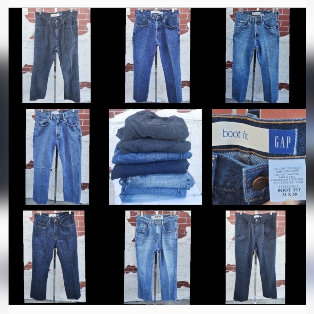Bundle of 7 31x30 GAP Boot Fit Jeans and a pair of Corduroys